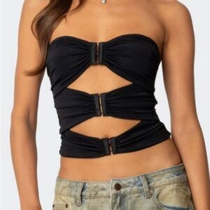 Edikted Black Strapless Cutout Top